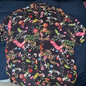 Guess Black Floral Button-Up Shirt